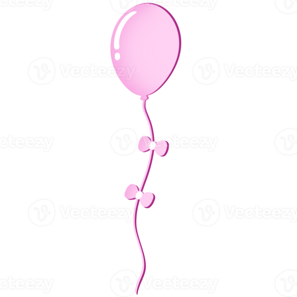 Light pink balloon with bows, cartoon style png