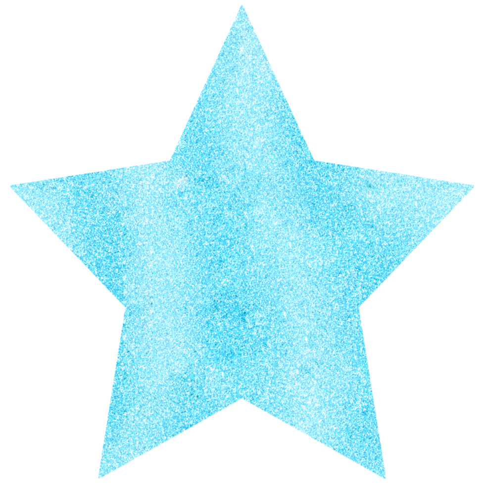 A blue glittery star on a transparent background png
