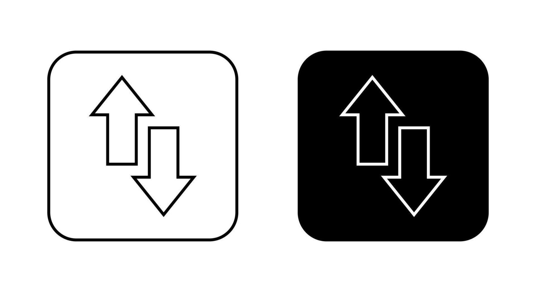 Up down arrow line icon on black square vector