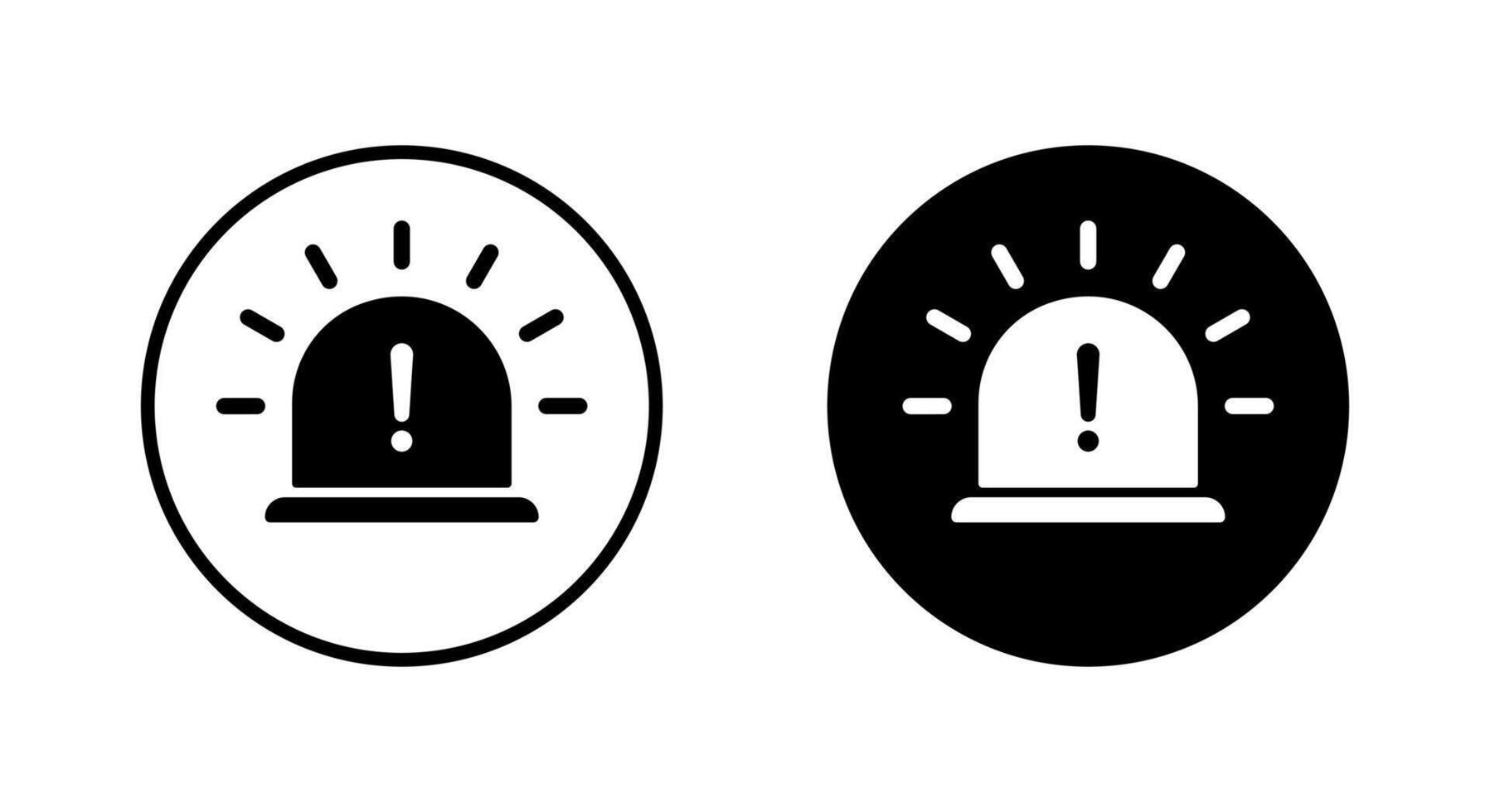 Siren light icon with exclamation mark sign on black circle vector