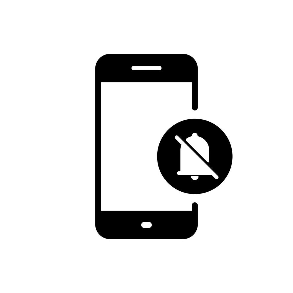 Silent bell with mobile phone icon. Silence cellphone sign symbol vector
