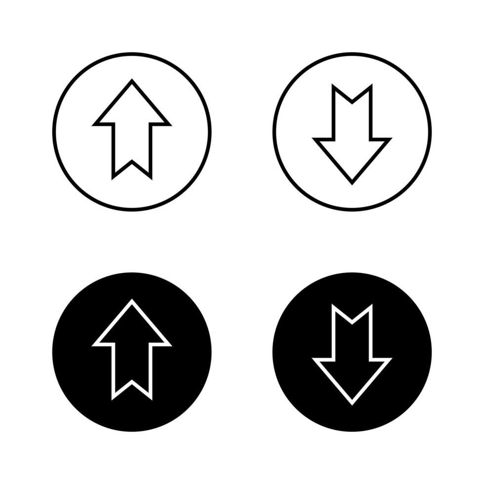 Simple up and down arrow line icon on black circle vector