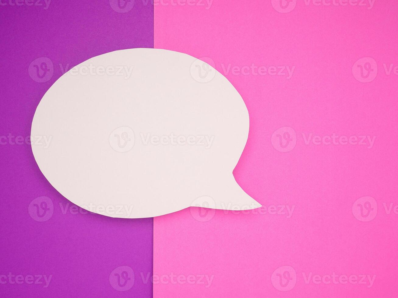 Blank white speech bubble part on a purple and pink background photo