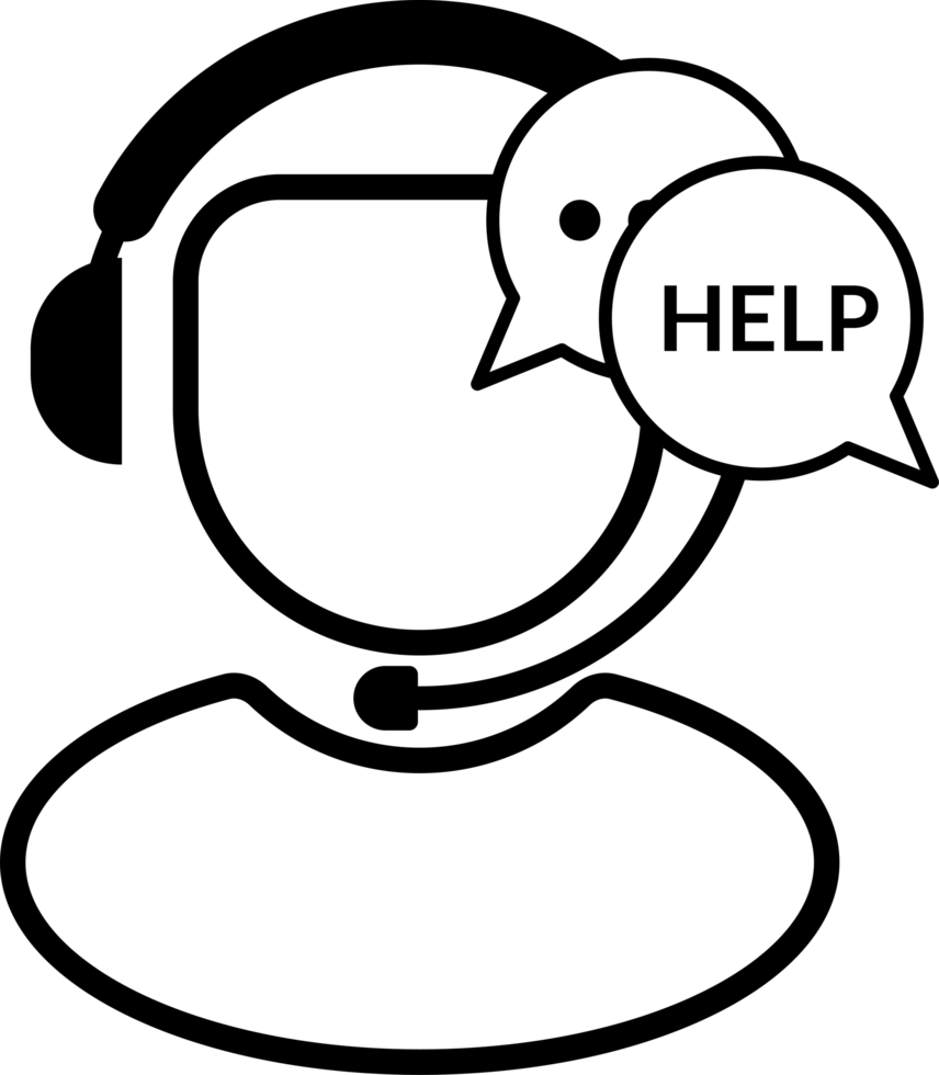 silhouette icon help center 24h and customer service using headphone png