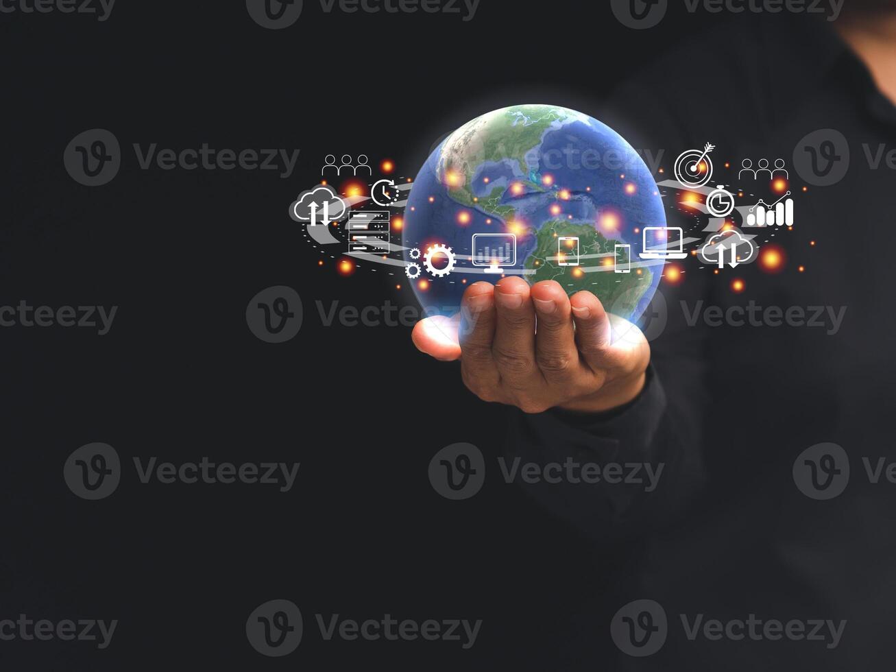 Business global network connection application technology and digital marketing photo