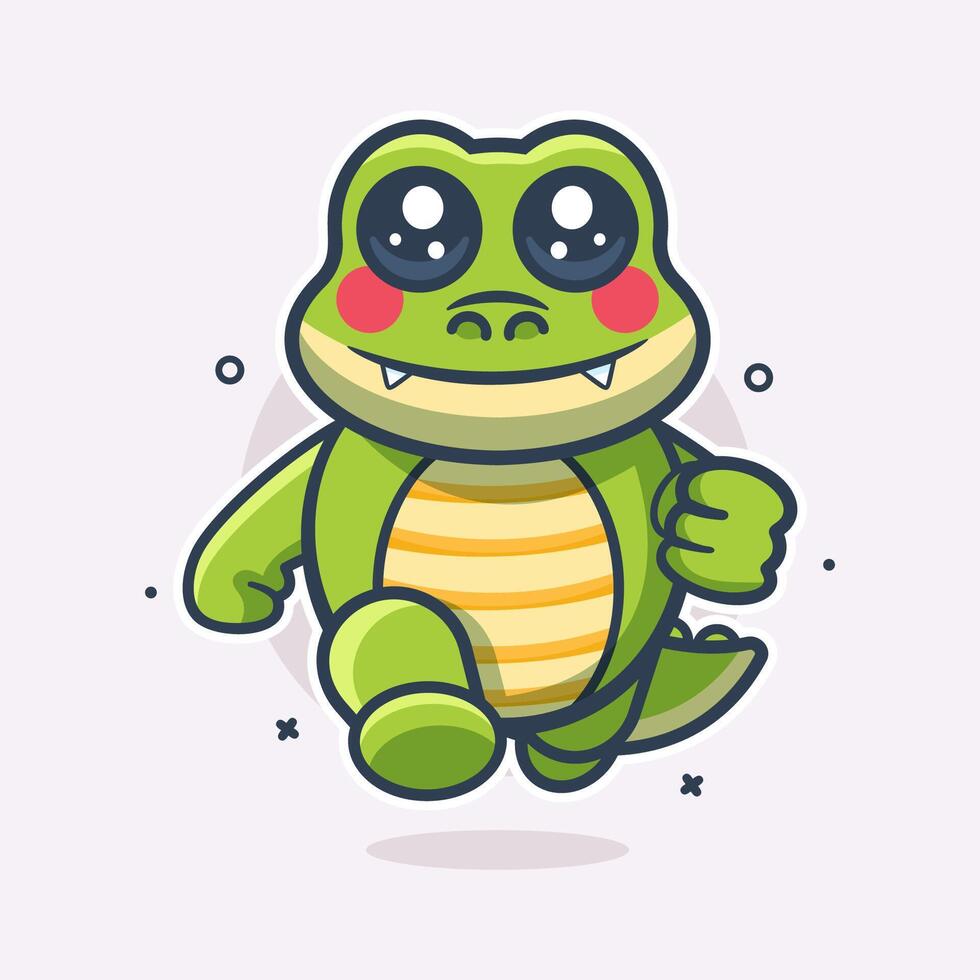 happy crocodile animal character mascot running isolated cartoon vector