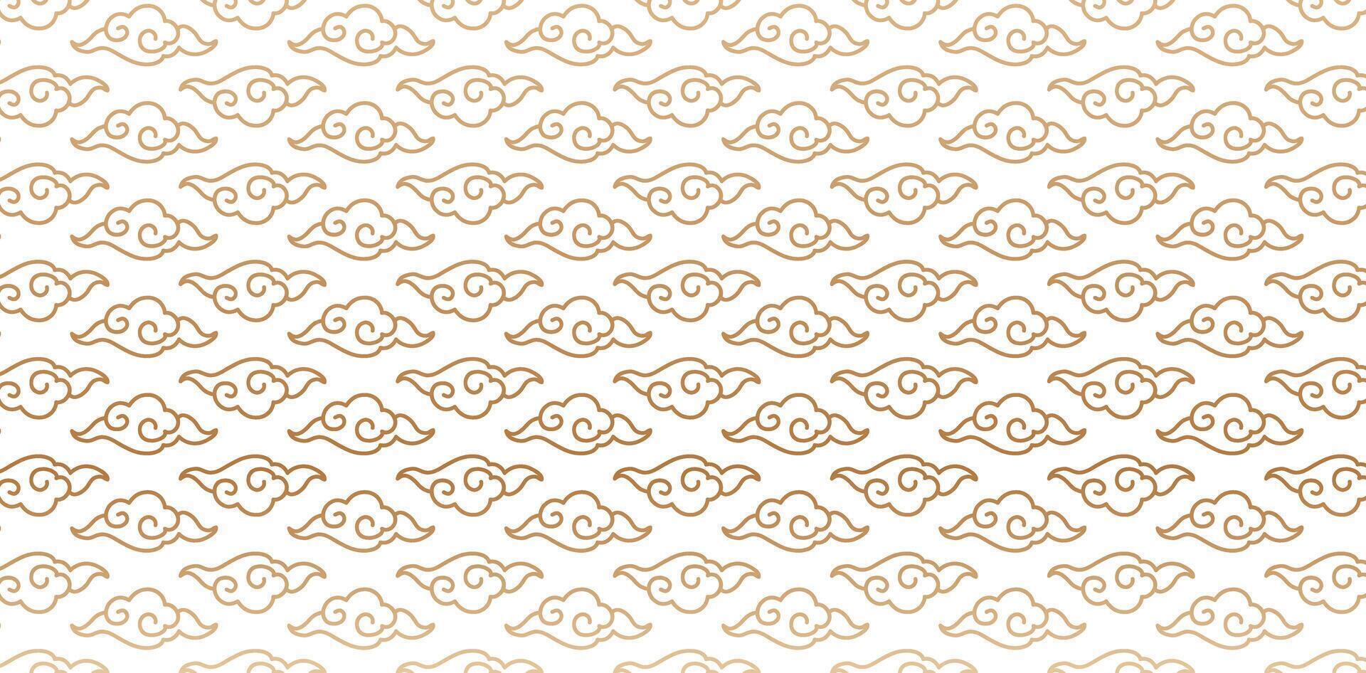 cloud line illustration golden pattern ornamental chinese design isolated white backgrounds for patterned fill, webs pages, surface textures, books covers, fabric printing papers, birthday invitations vector