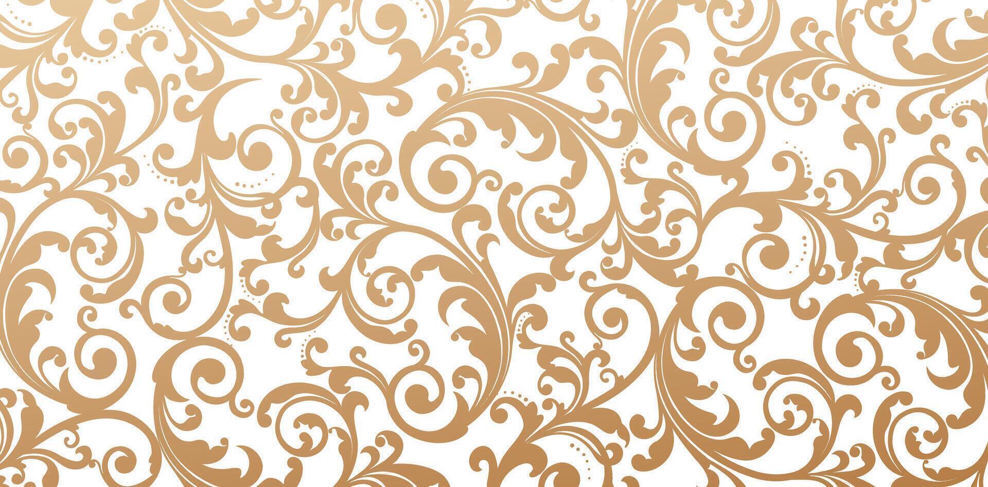 swirl ornament seamless pattern golden floral background isolated white background for Fashionable modern wallpaper or textile, wallpaper in the style of baroque seamless pattern, wraps papers designs vector