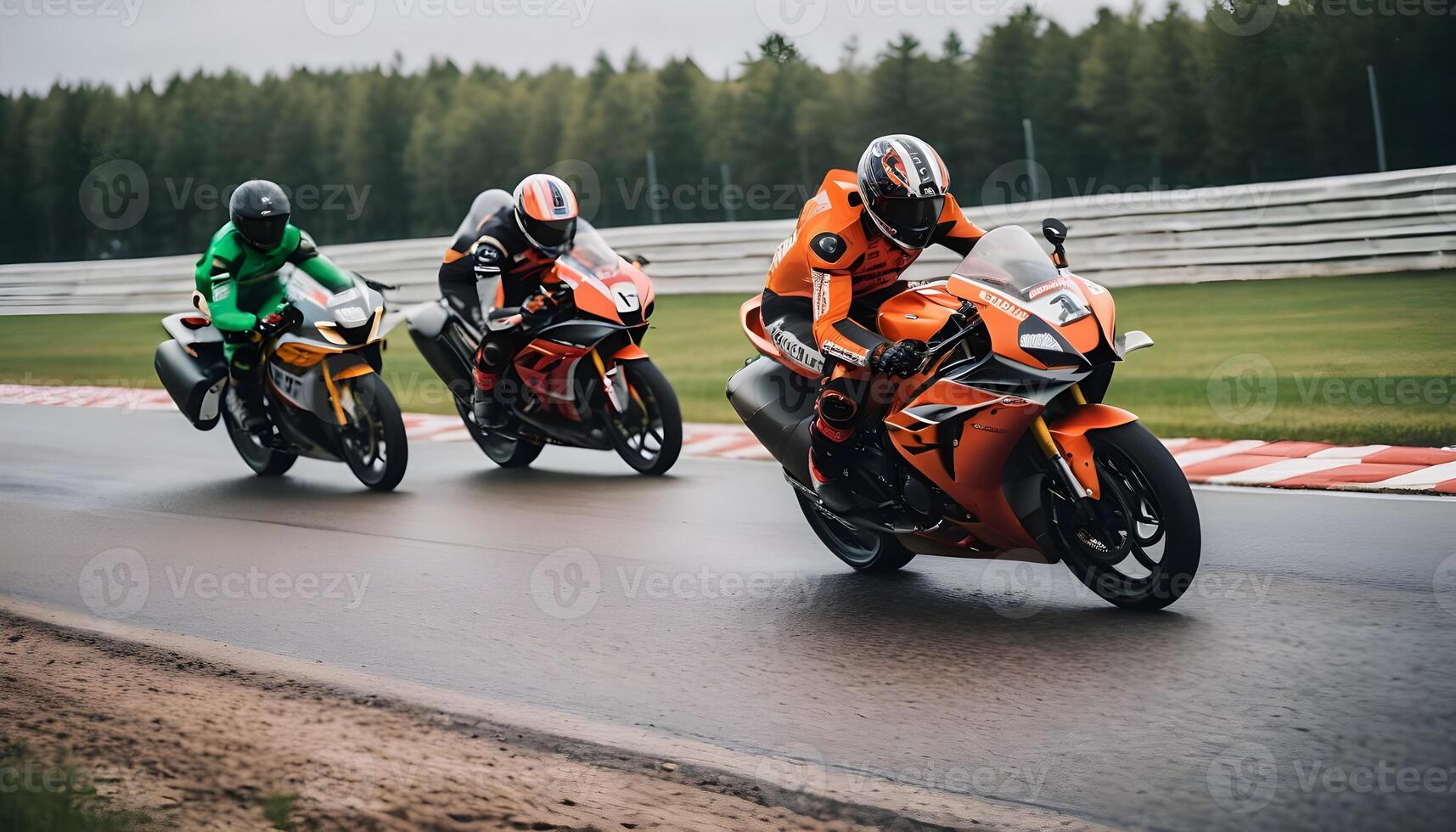 Heavy bike racers on track photo