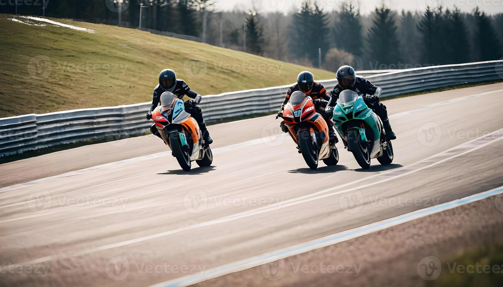 Heavy bike racers on track photo