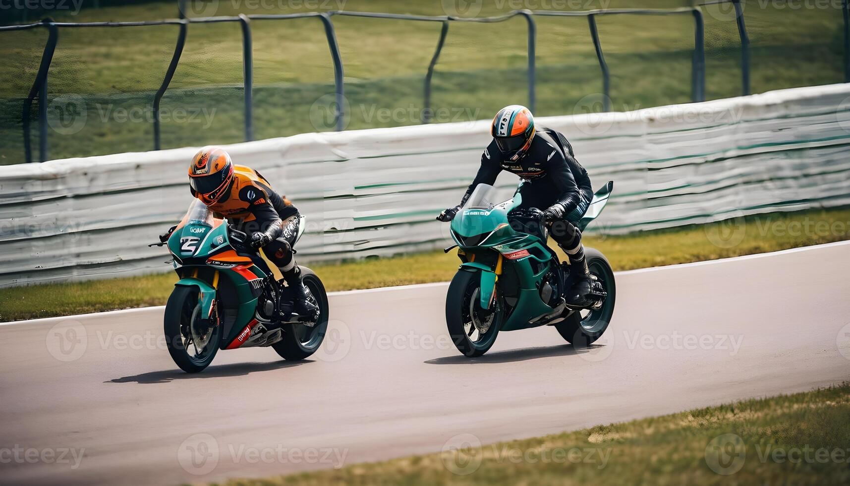 Heavy bike racers on track photo