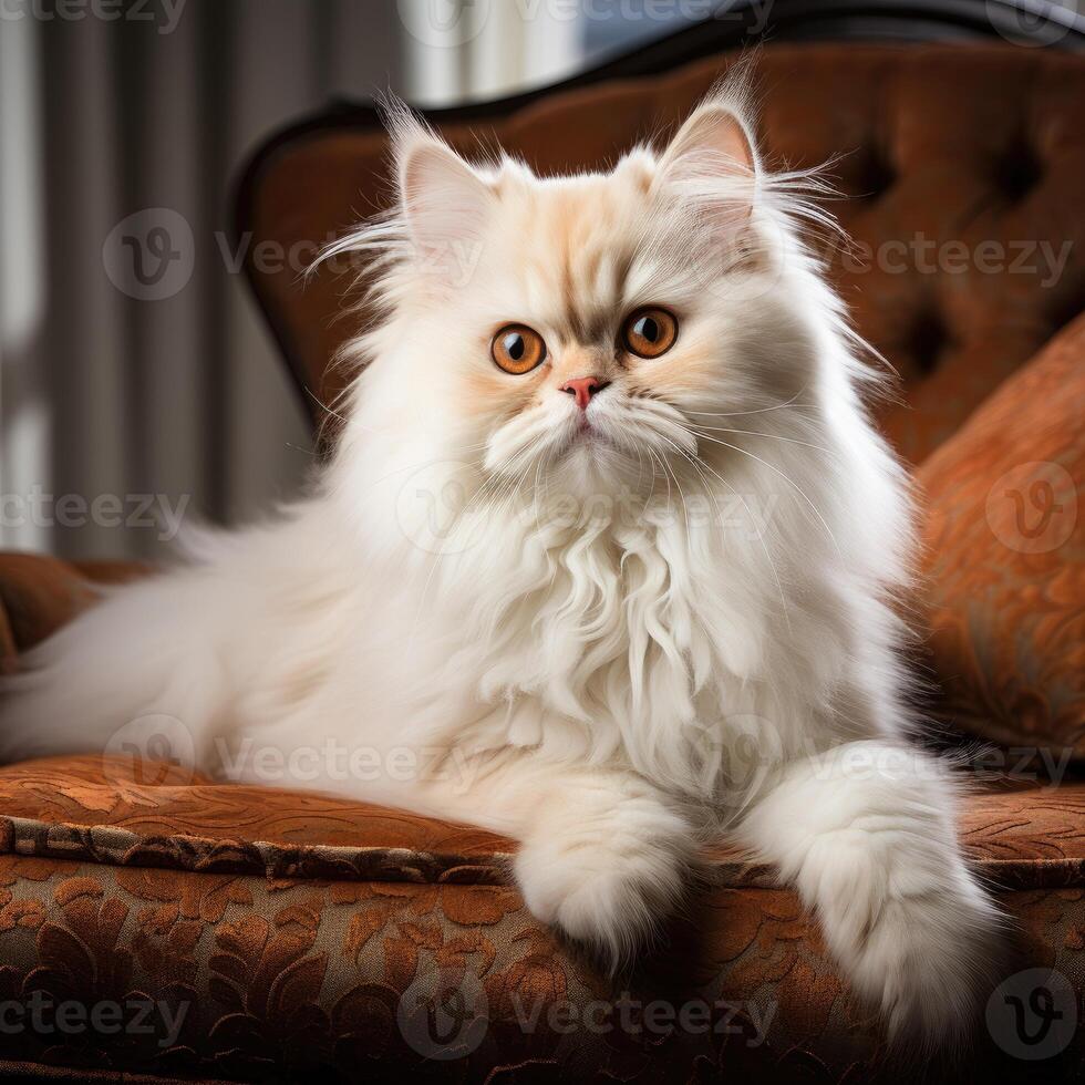 Adorable Close-up Portrait of a Cute Domestic Cat with Beautiful Eyes photo