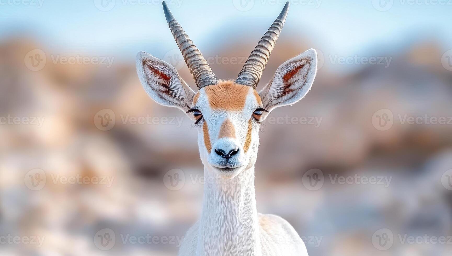 Close up of a curious springbok antelope in the desert photo