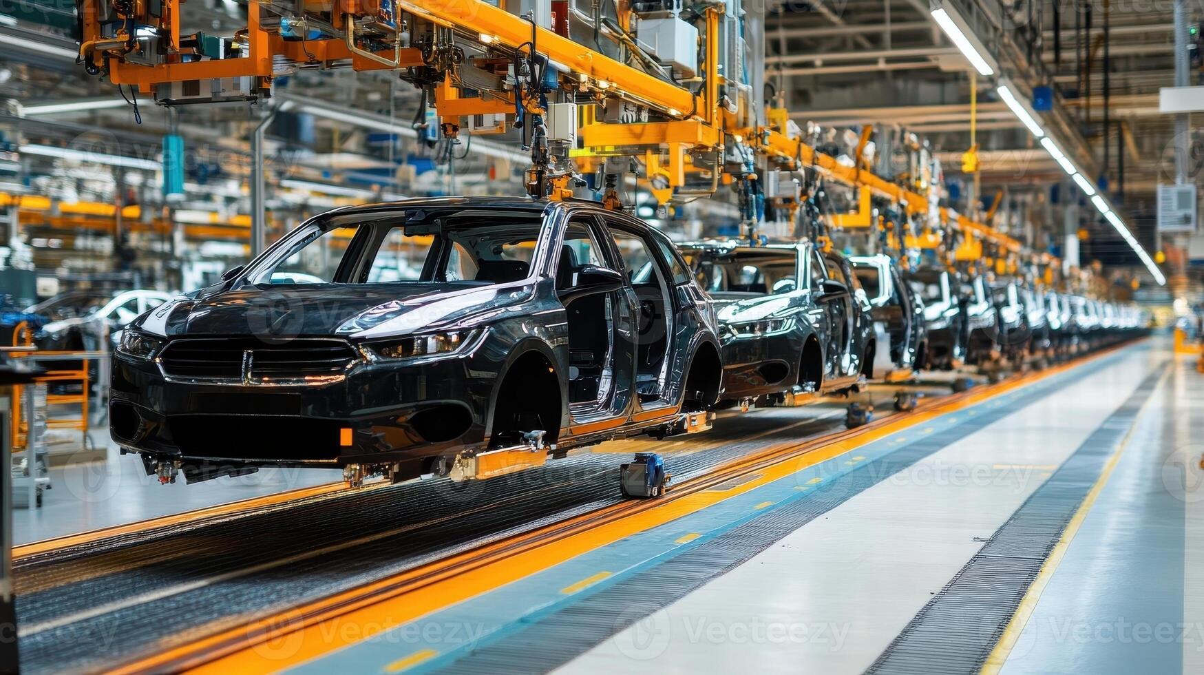 Car Manufacturing Plant, Modern Auto Assembly Line in Operation photo