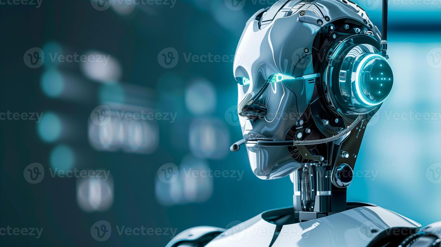 Robot AI artificial intelligence for automation process technology. photo