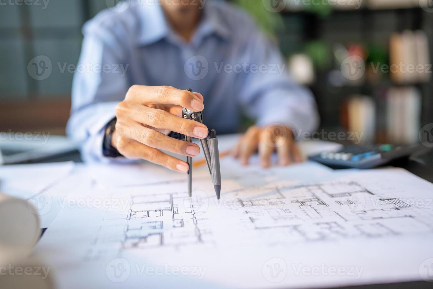 Architecture Man drawing on architectural Creative project business architecture building construction Industrial engineering Achievement Planning photo