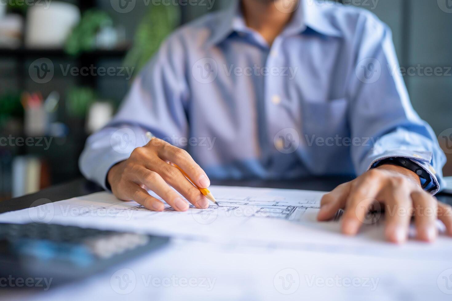 Architecture Man drawing on architectural Creative project business architecture building construction Industrial engineering Achievement Planning photo