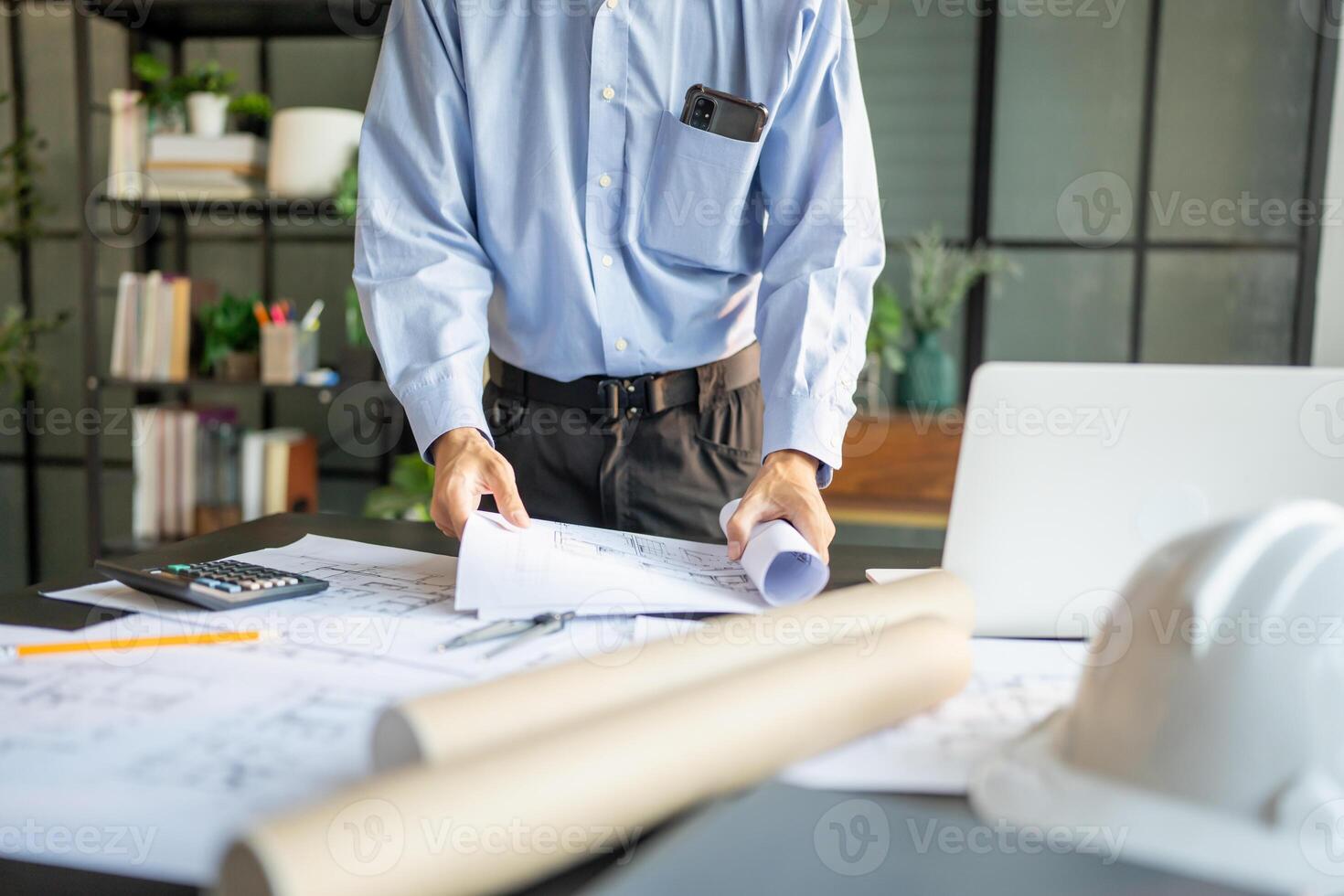 Architecture Man drawing on architectural Creative project business architecture building construction Industrial engineering Achievement Planning photo