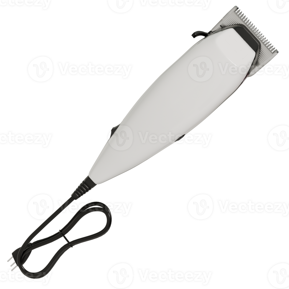 A white hair clipper with a cord attached png