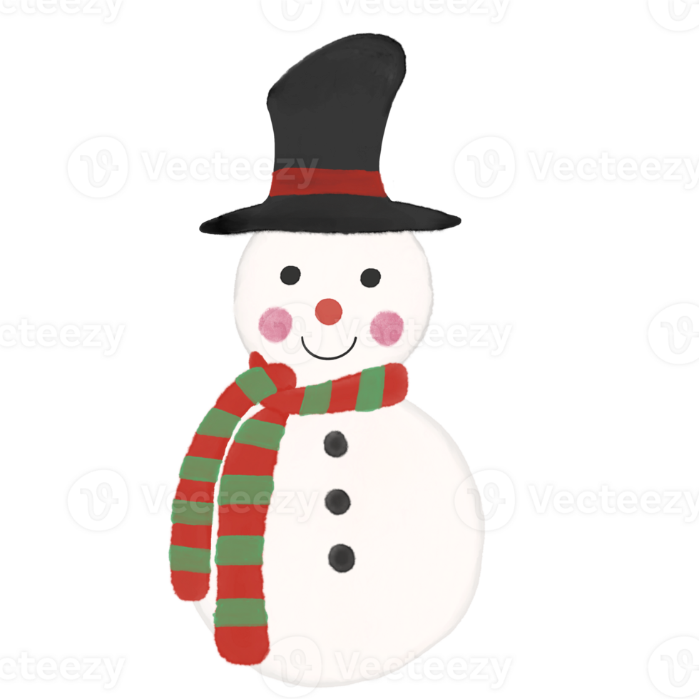 Charming Watercolor Snowman Illustration. Adorable Winter Cartoon for Seasonal Art. Perfect for Christmas Decor and Holiday Greetings. png