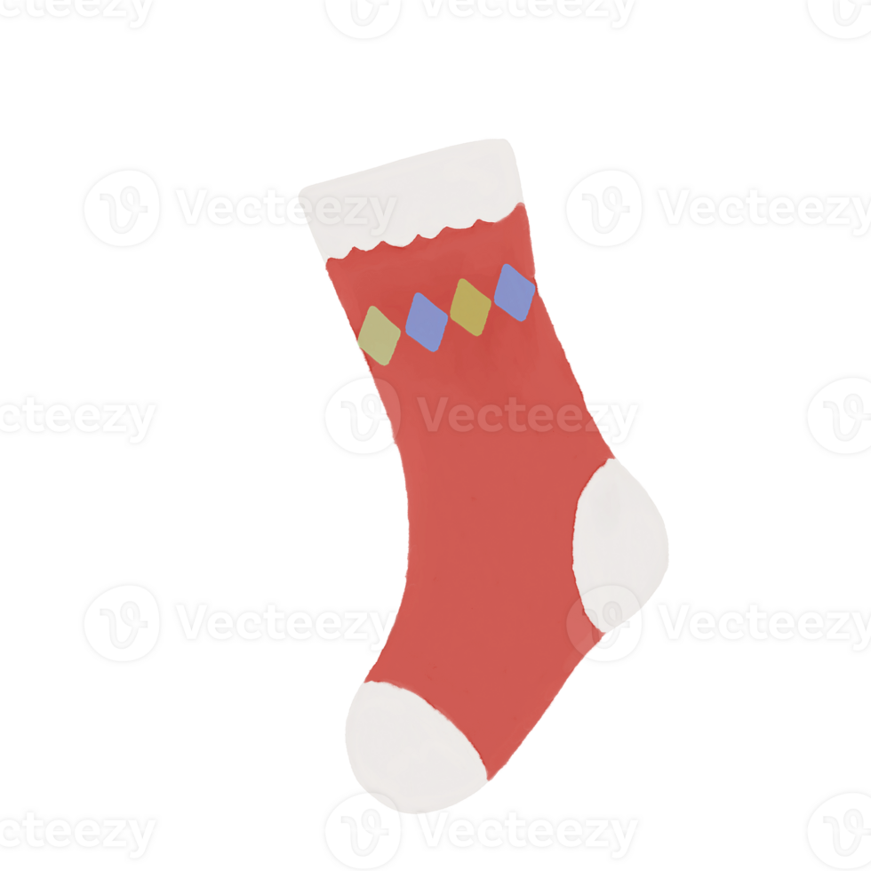 Festive red and white Holiday Sock Art for Seasonal Decor. png