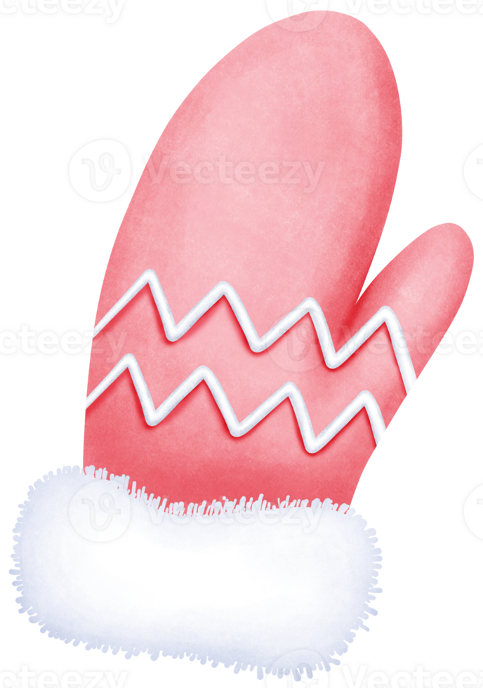 Cute and Artistic Watercolor red Glove Illustration for Creative Winter Decor. png