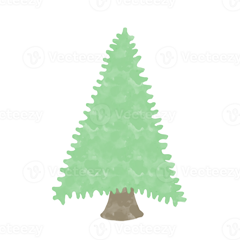 Soft green Christmas tree in winter. The cozy and traditional design is ideal for Christmas decor, greeting cards, and winter themed projects. png