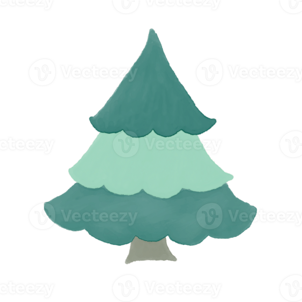 Soft green and dark Green Pine trees in winter. The cozy and traditional design is ideal for Christmas decor, greeting cards, and winter themed projects. png