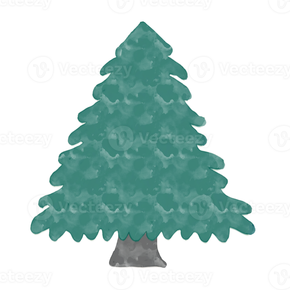 Dark green Christmas tree in winter. The cozy and traditional design is ideal for Christmas decor, greeting cards, and winter themed projects. png