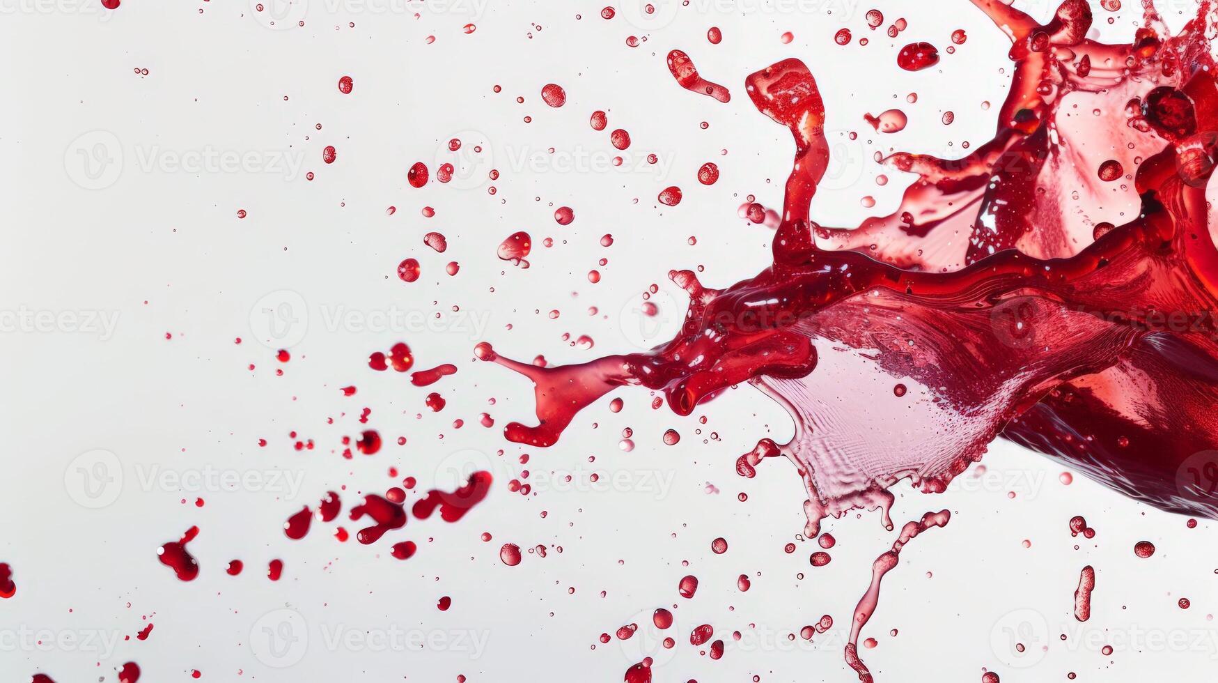 The bright red wine erupts and splashes across a stark white backdrop, creating an artistic and abstract composition that showcases fluid motion and vibrant color photo