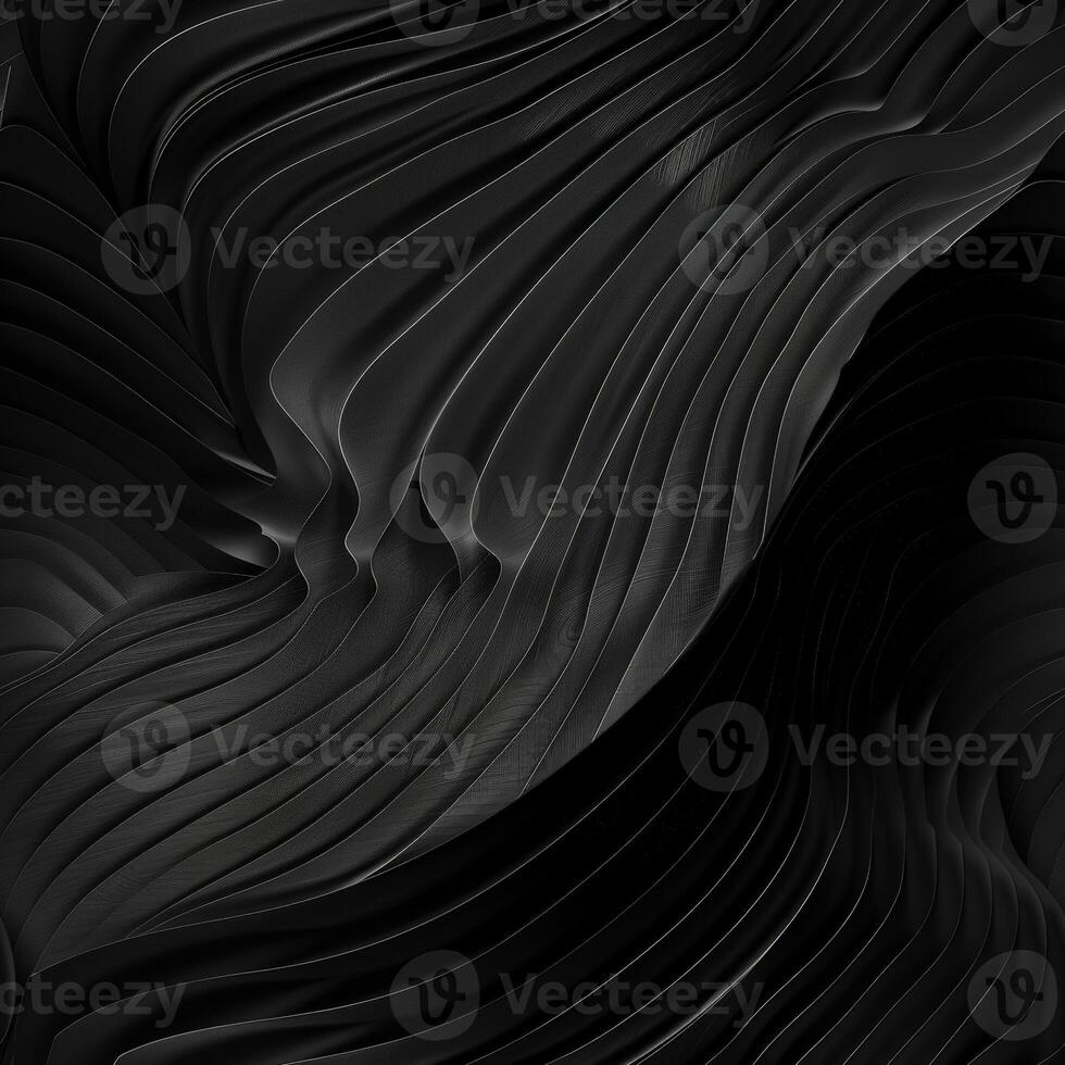 This artwork showcases a minimalist abstract representation with a rich black backdrop. Subtle waves create an intriguing depth and texture, inviting contemplation photo