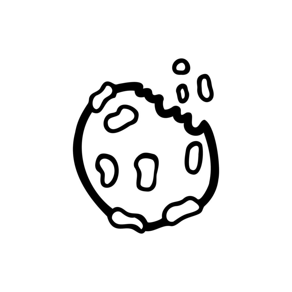 Bitten american cookie doodle icon. Single element. Stock isolated clipart on a white background. For flyer, sticker, card, logo, symbol. vector