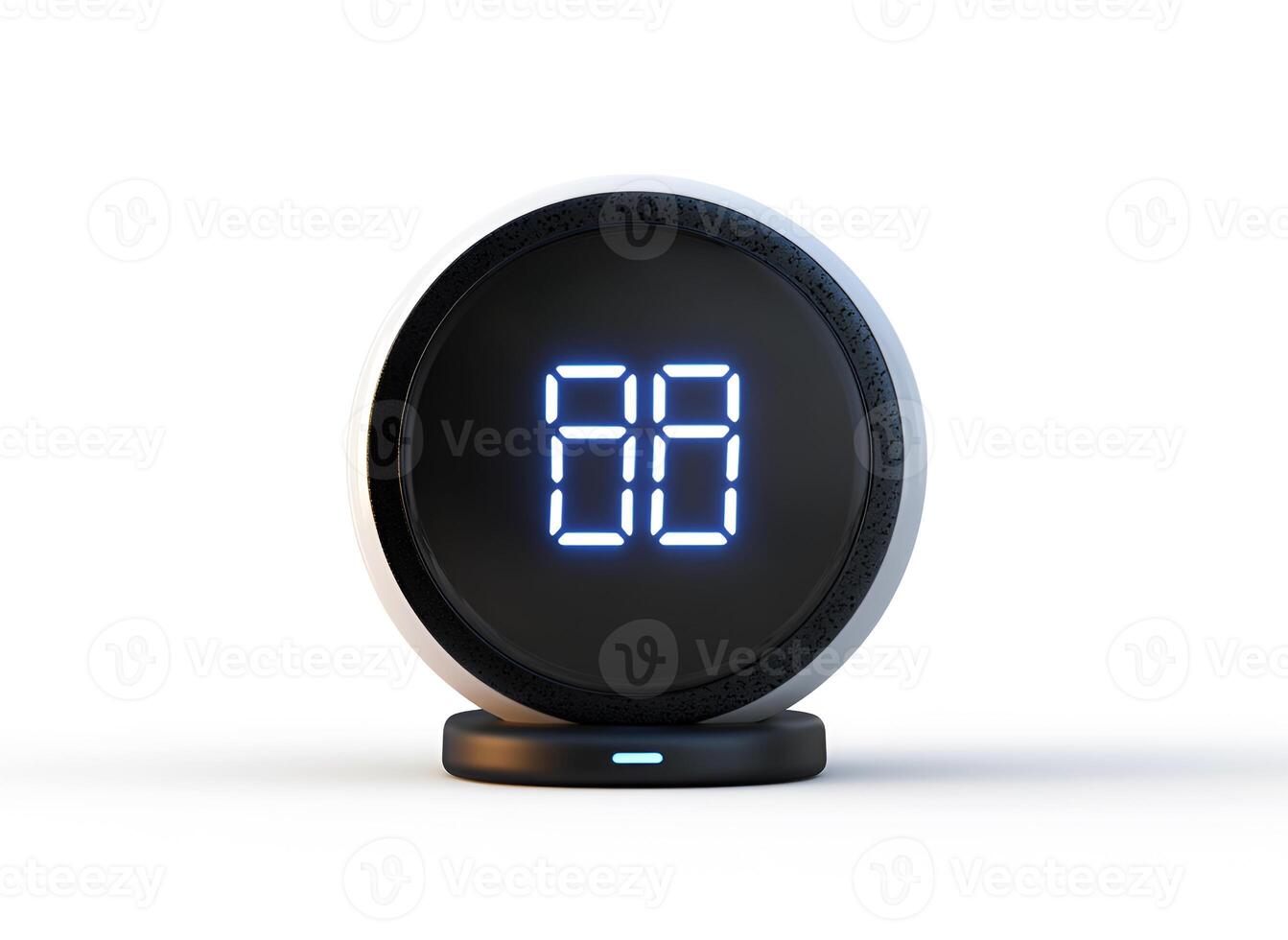 View of a black digital timer clock on white background photo