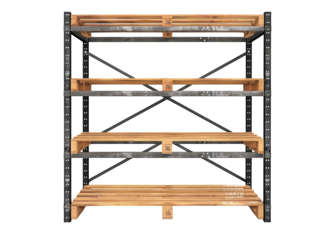 A wooden shelf with four shelves and two shelves png
