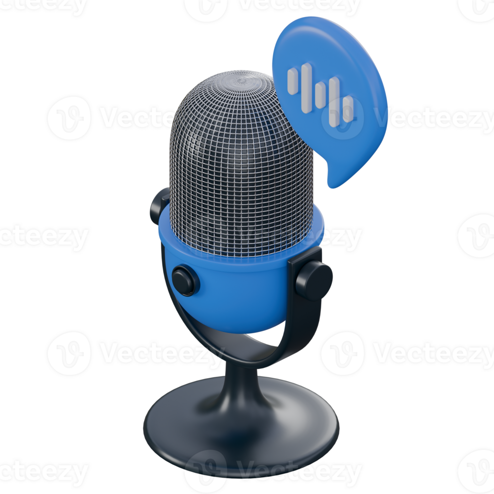 3d render illustration of smart microphone, voice recognition technology 3d elements, rendering. it can be used for any purpose. png