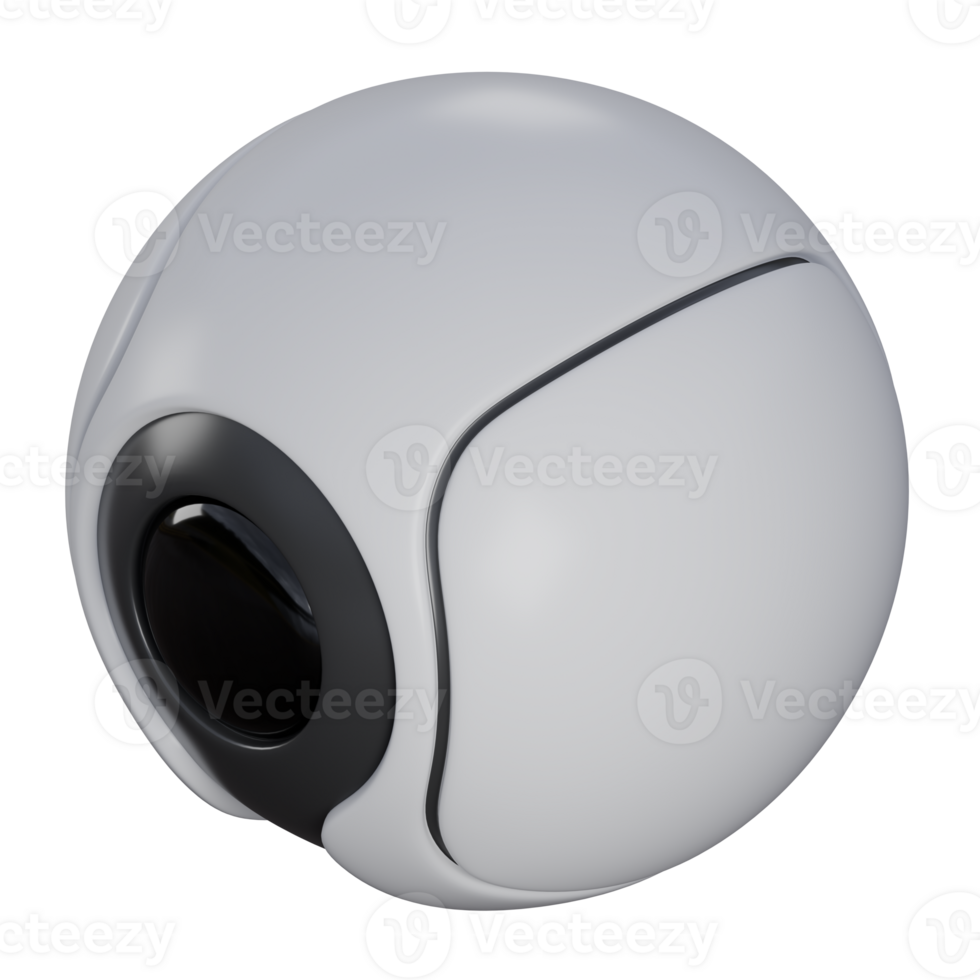 Stylish 3D Illustration of a White 360 Camera with Versatile Elements for Various Uses png
