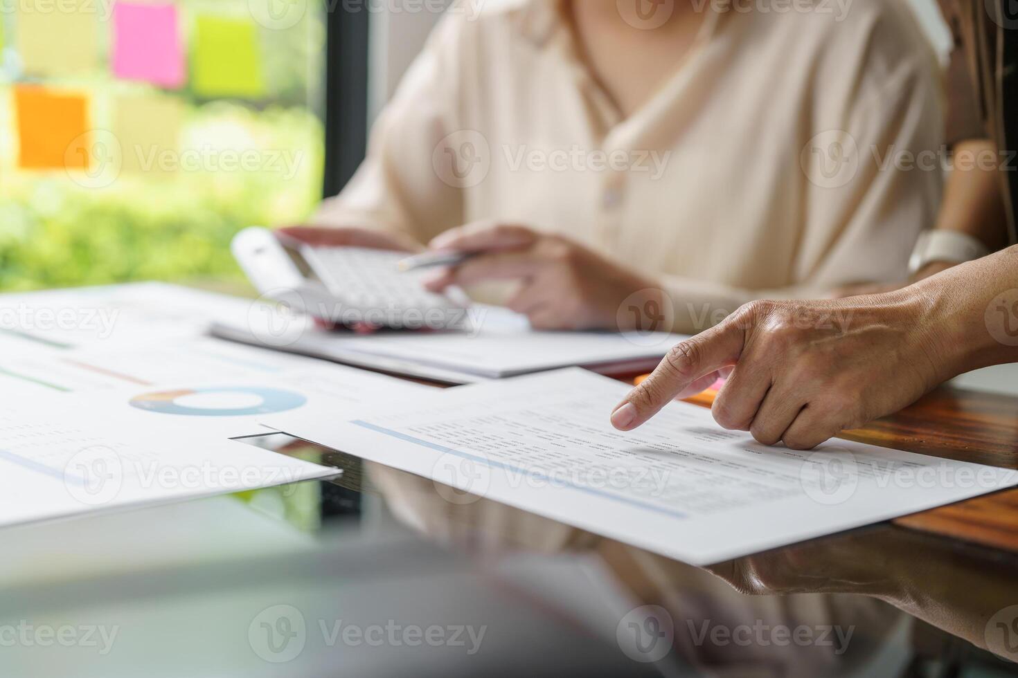 Business People brainstorming Meeting Design Ideas use post it notes to share idea professional investor start up project business brainstorming planning in office photo