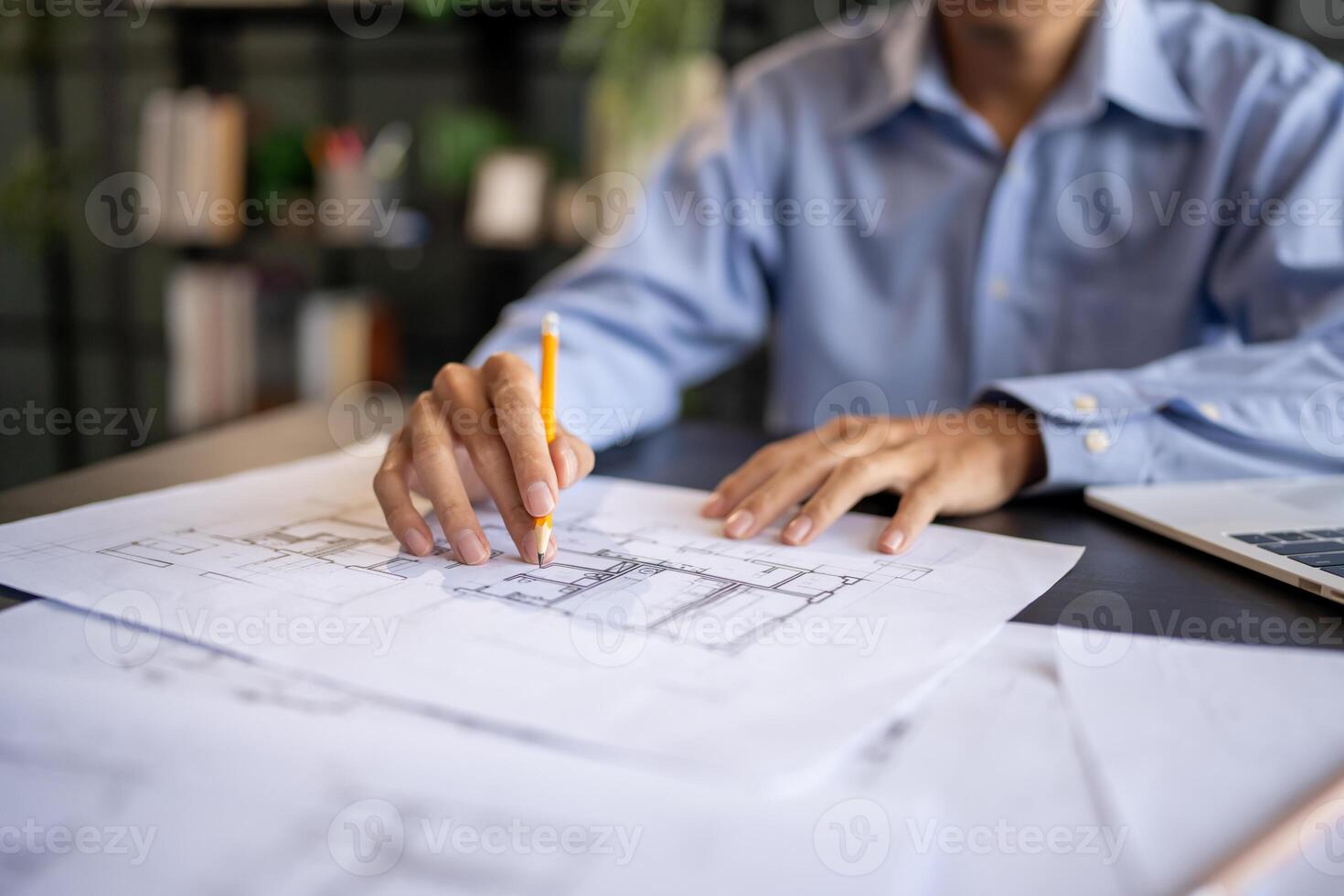Architecture Man drawing on architectural Creative project business architecture building construction Industrial engineering Achievement Planning photo