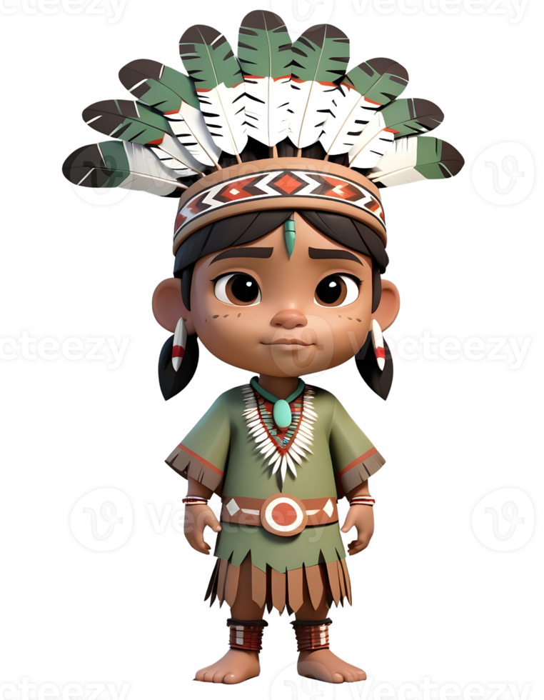 3D illustration of a child in traditional clothes png
