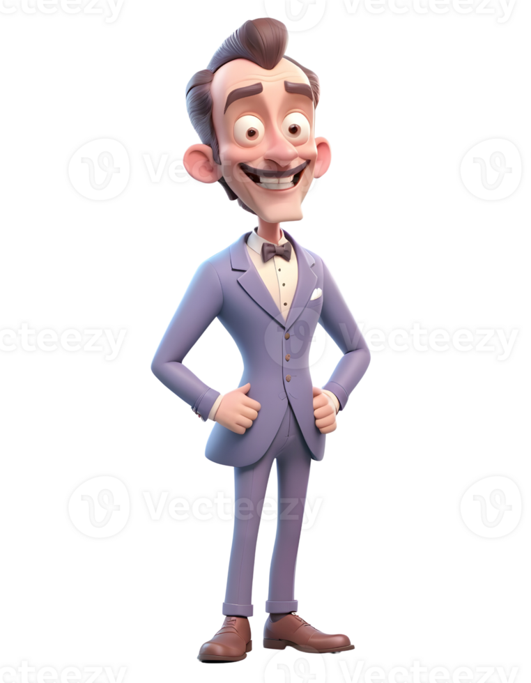 A cartoon man in a suit and tie png