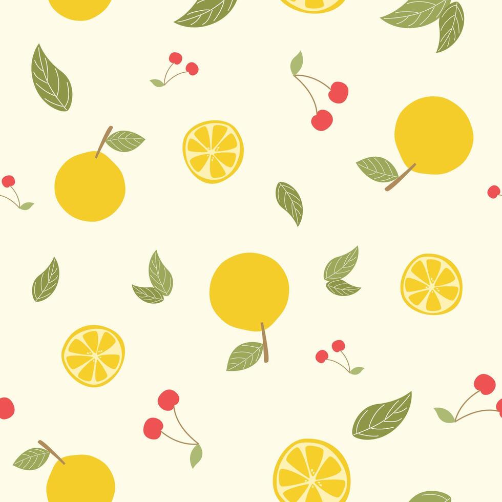 Seamless Fruit cherry and lemon vector