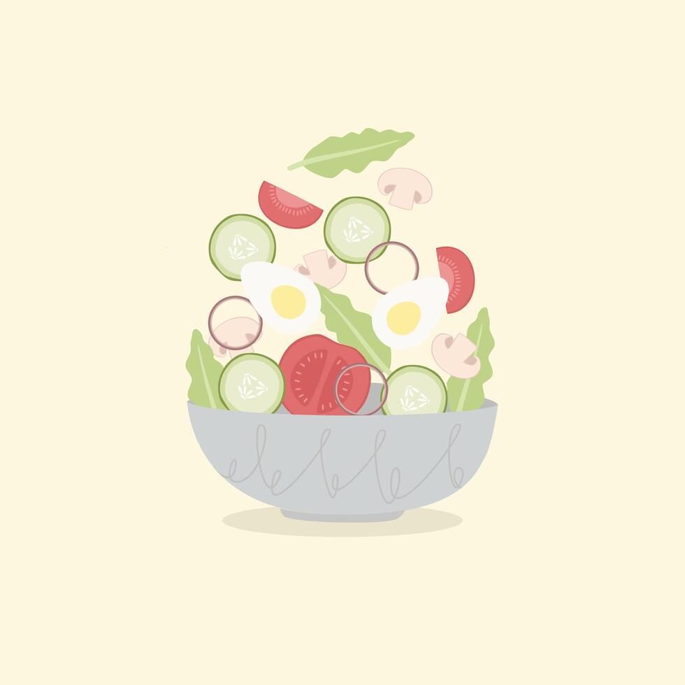 Vegetable Salad on bowl vector