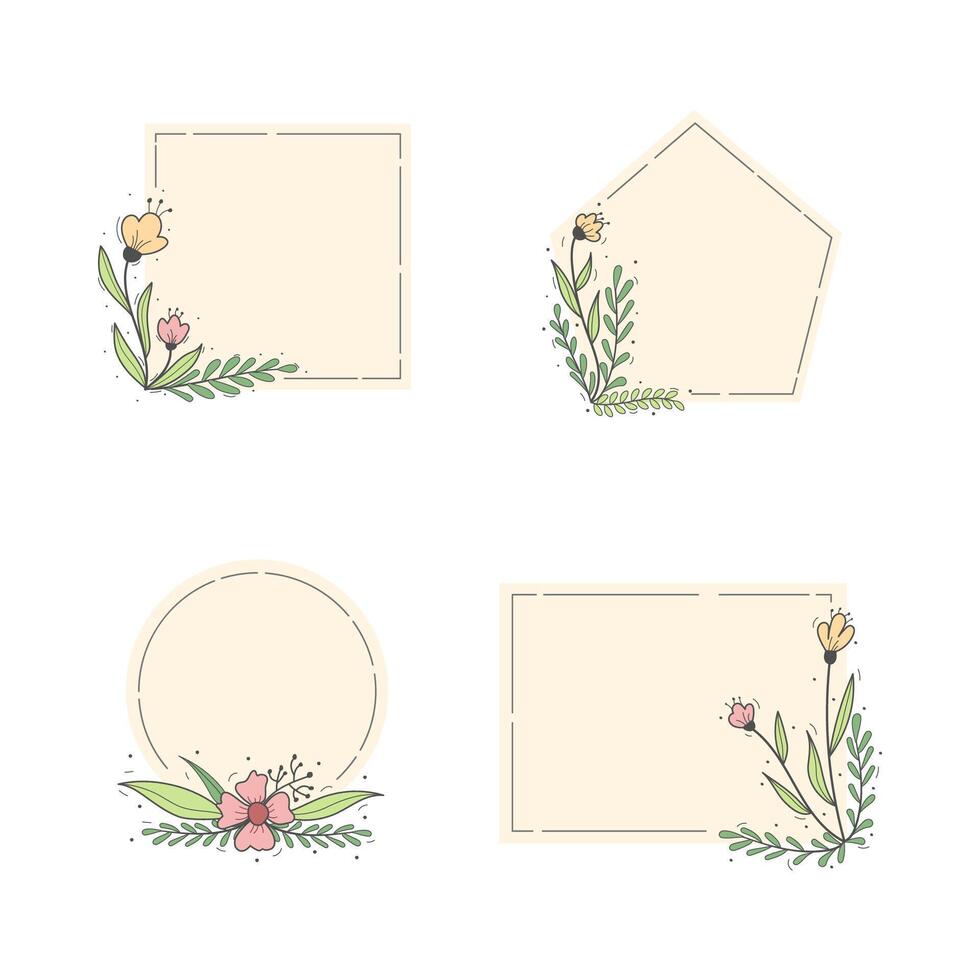 Set of floral frame template vector
