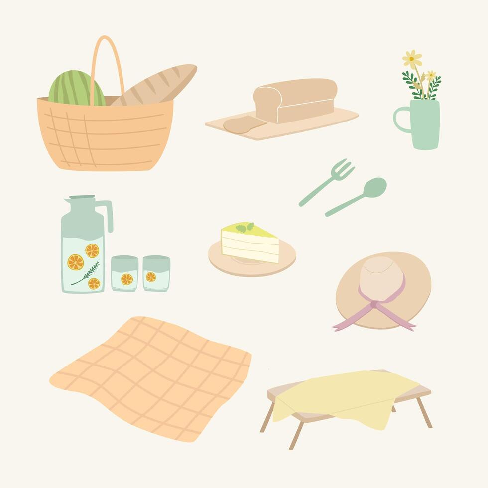 picnic item set vector