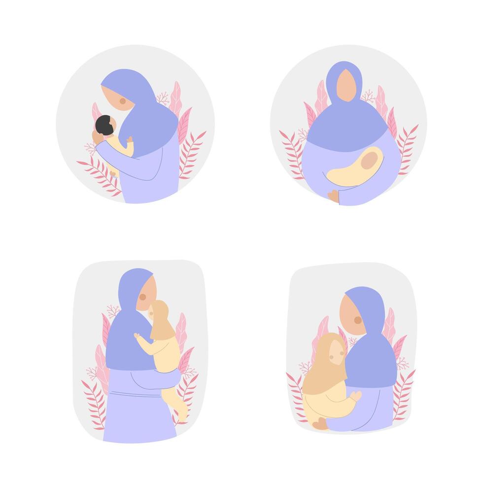 set of muslim family vector