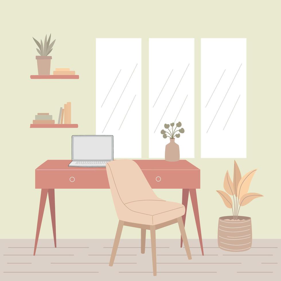Table desk of computer vector