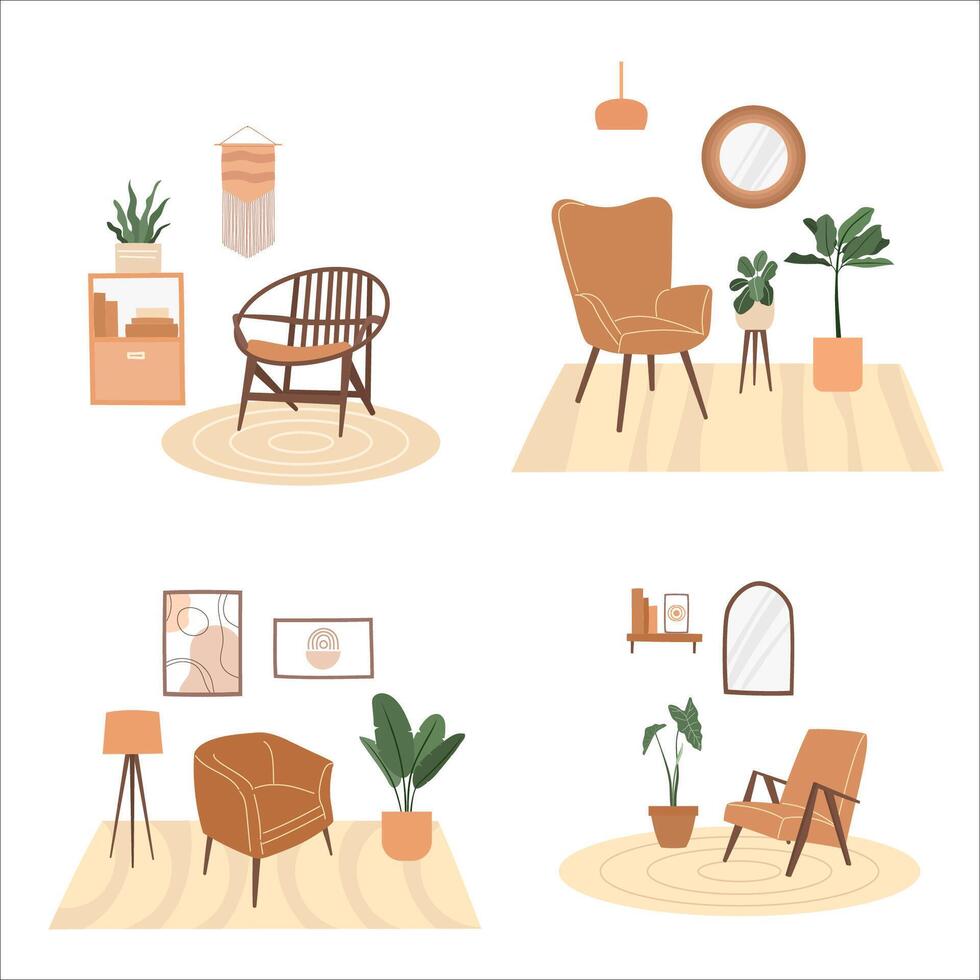 Cozy living room set vector