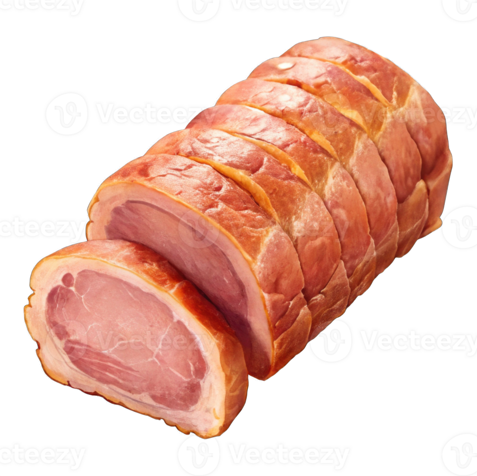 Raw loin, pork meat slices isolated on transparent background cutout png
