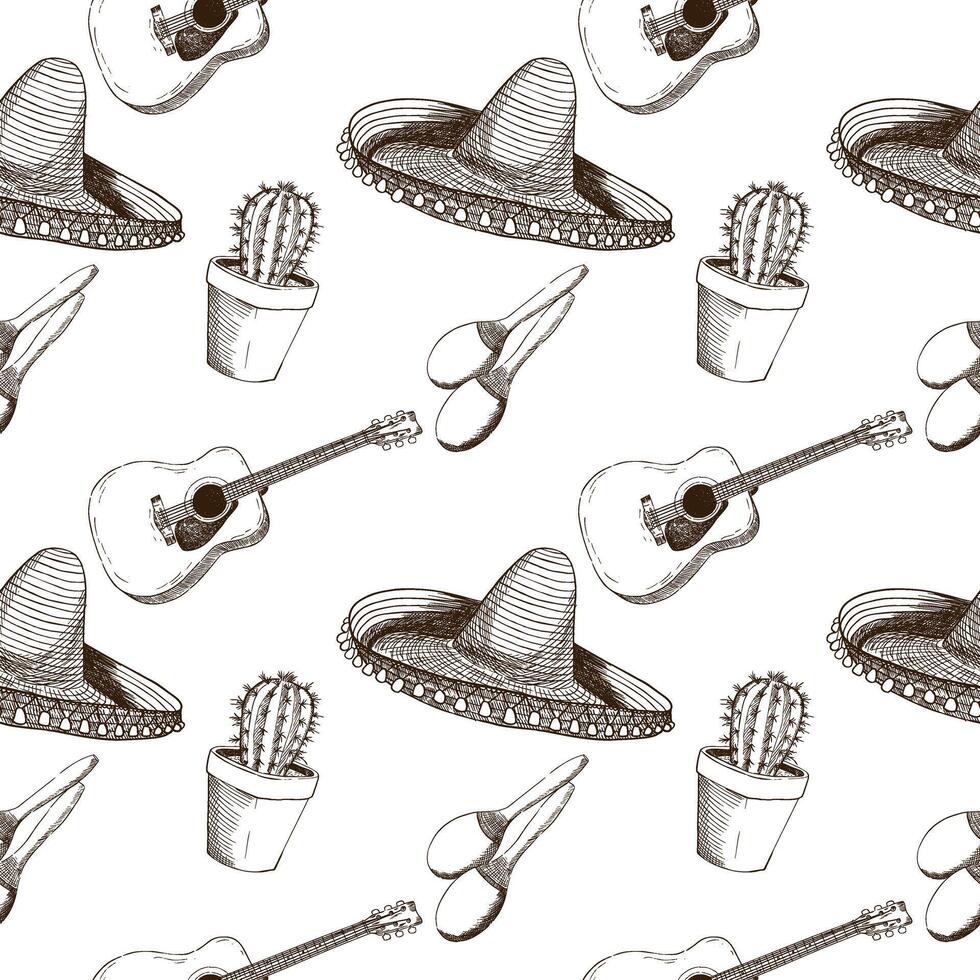 Pattern with attributes of Mexico vector