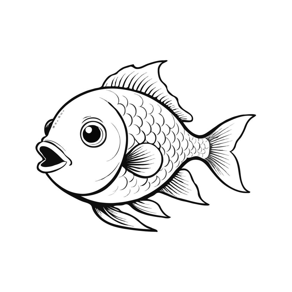 A fish a black drawing vector